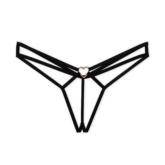 LARGE {Victoria's Secret} Black {Crotchless} Heart Panty - Picture 8 of 8